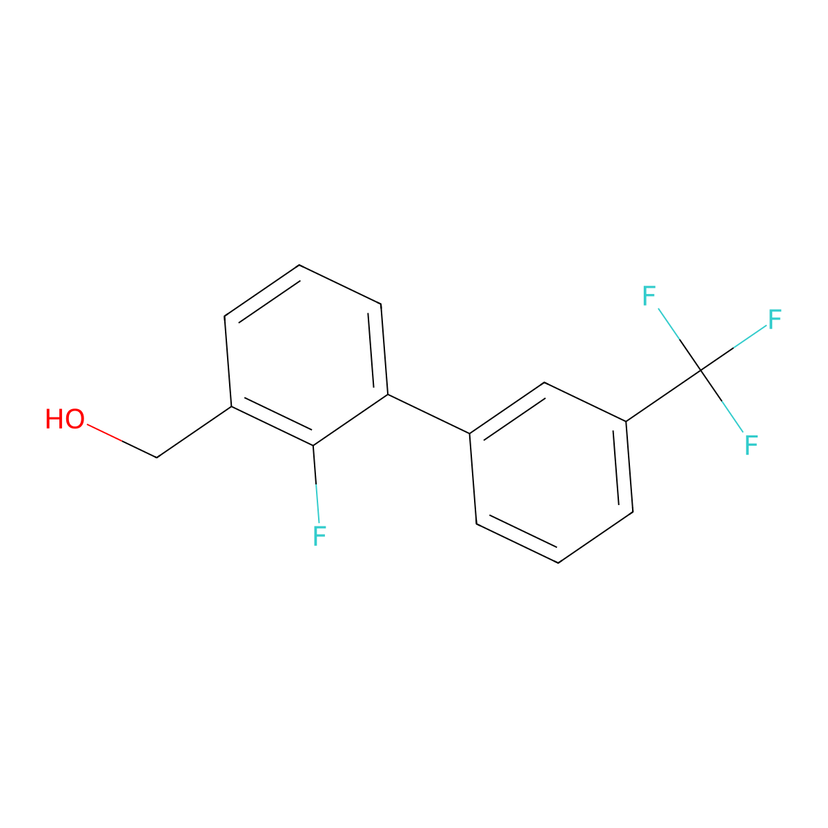 [2-Fluoro-3-[3-(trifluoromethyl)phenyl]phenyl]methanol molecular structure, CAS 1261669-35-5