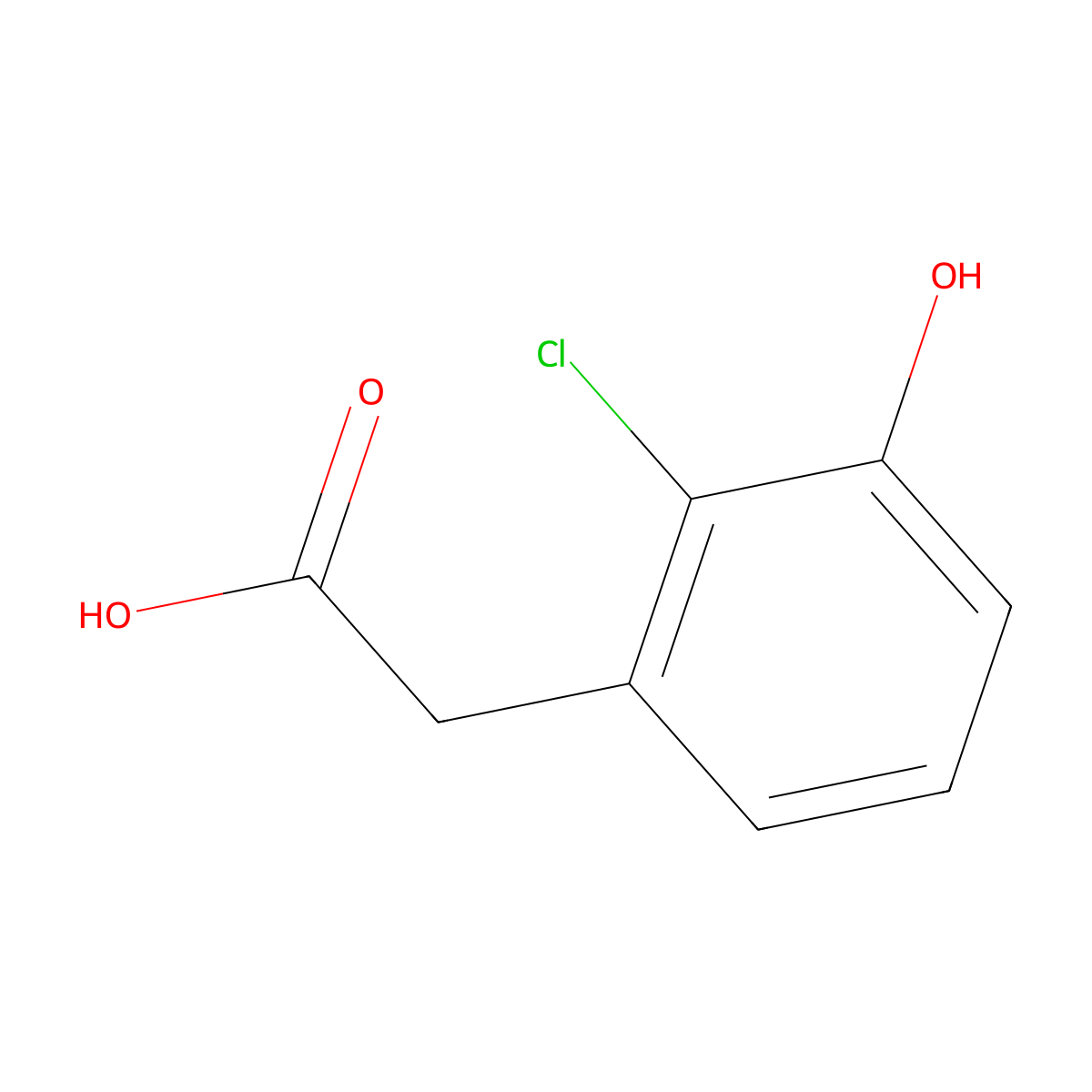 2-(2-Chloro-3-hydroxyphenyl)acetic acid molecular structure, CAS 1261669-82-2