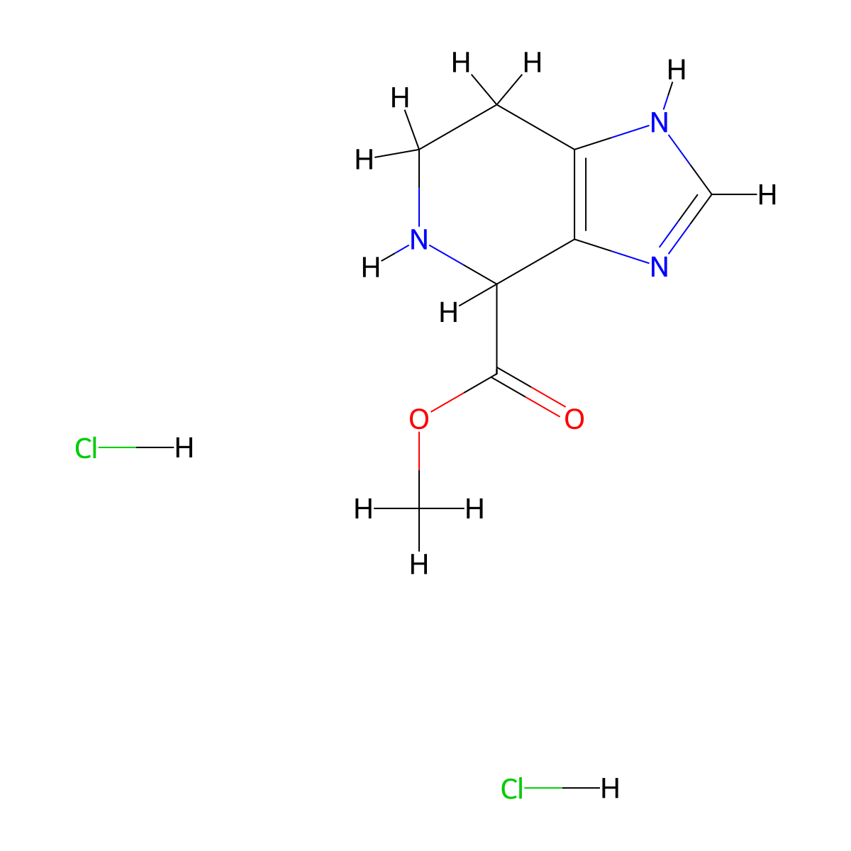 methyl 4,5,6,7-tetrahydro-3H-imidazo[4,5-c]pyridine-4-carboxylate dihydrochloride molecular structure, CAS 126167-34-8