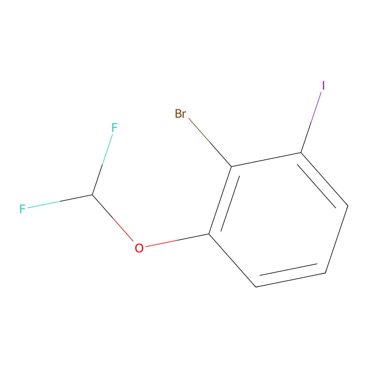 2-Bromo-1-(difluoromethoxy)-3-iodobenzene molecular structure, CAS 1261670-37-4