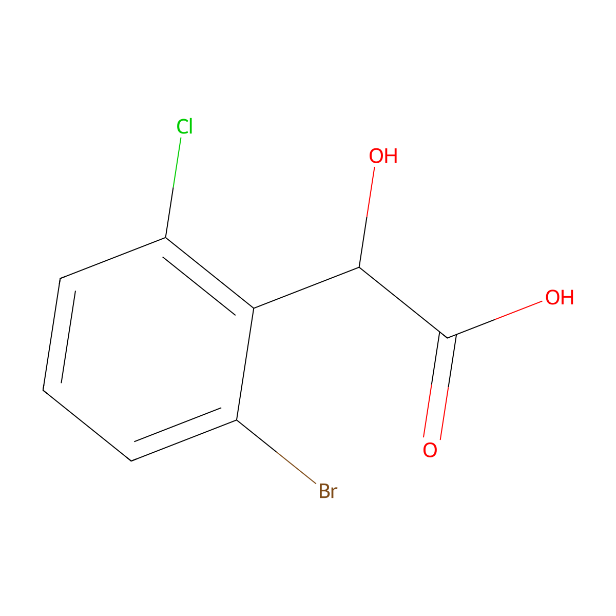 2-(2-Bromo-6-chlorophenyl)-2-hydroxyacetic acid molecular structure, CAS 1261670-46-5