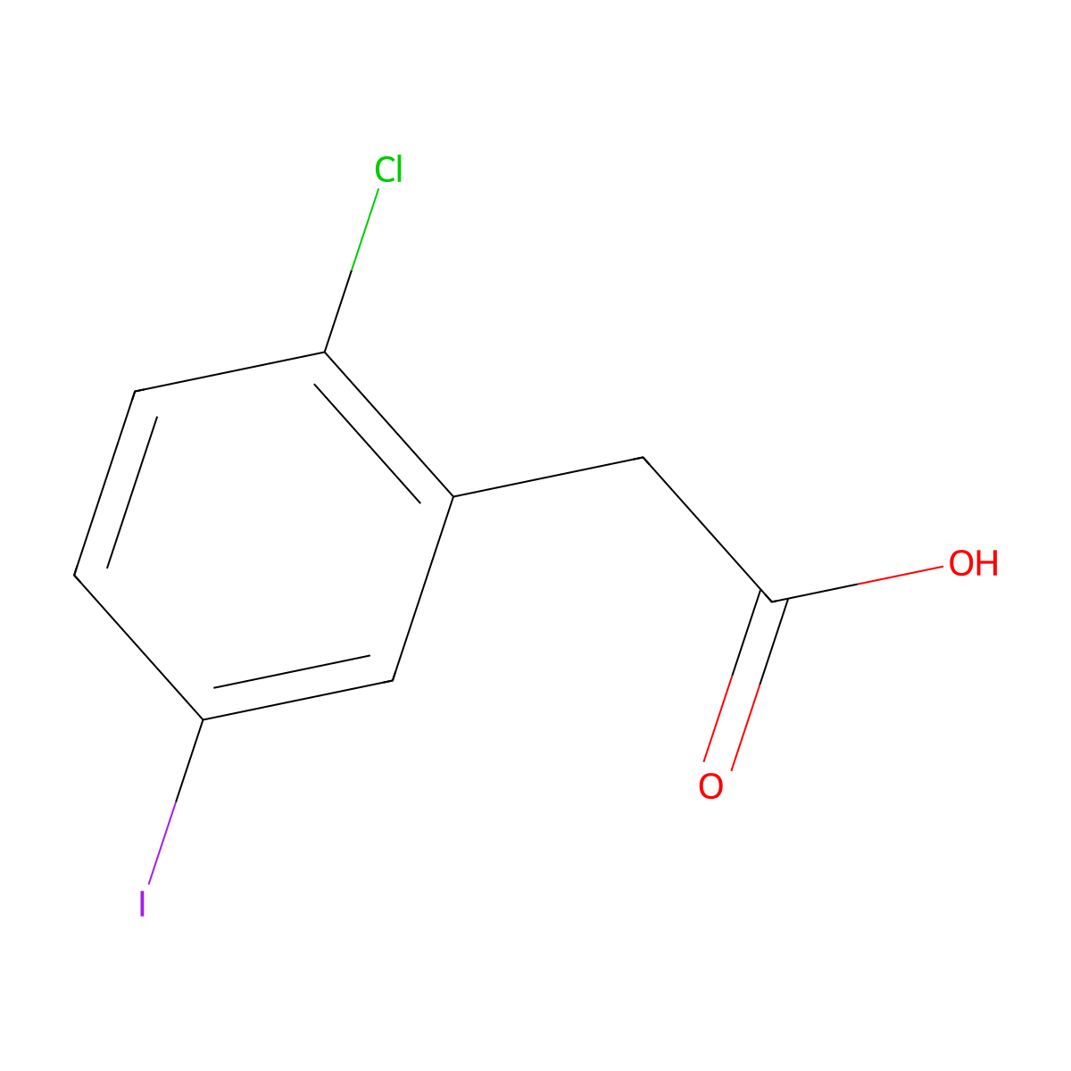 2-(2-Chloro-5-iodophenyl)acetic acid molecular structure, CAS 1261671-36-6