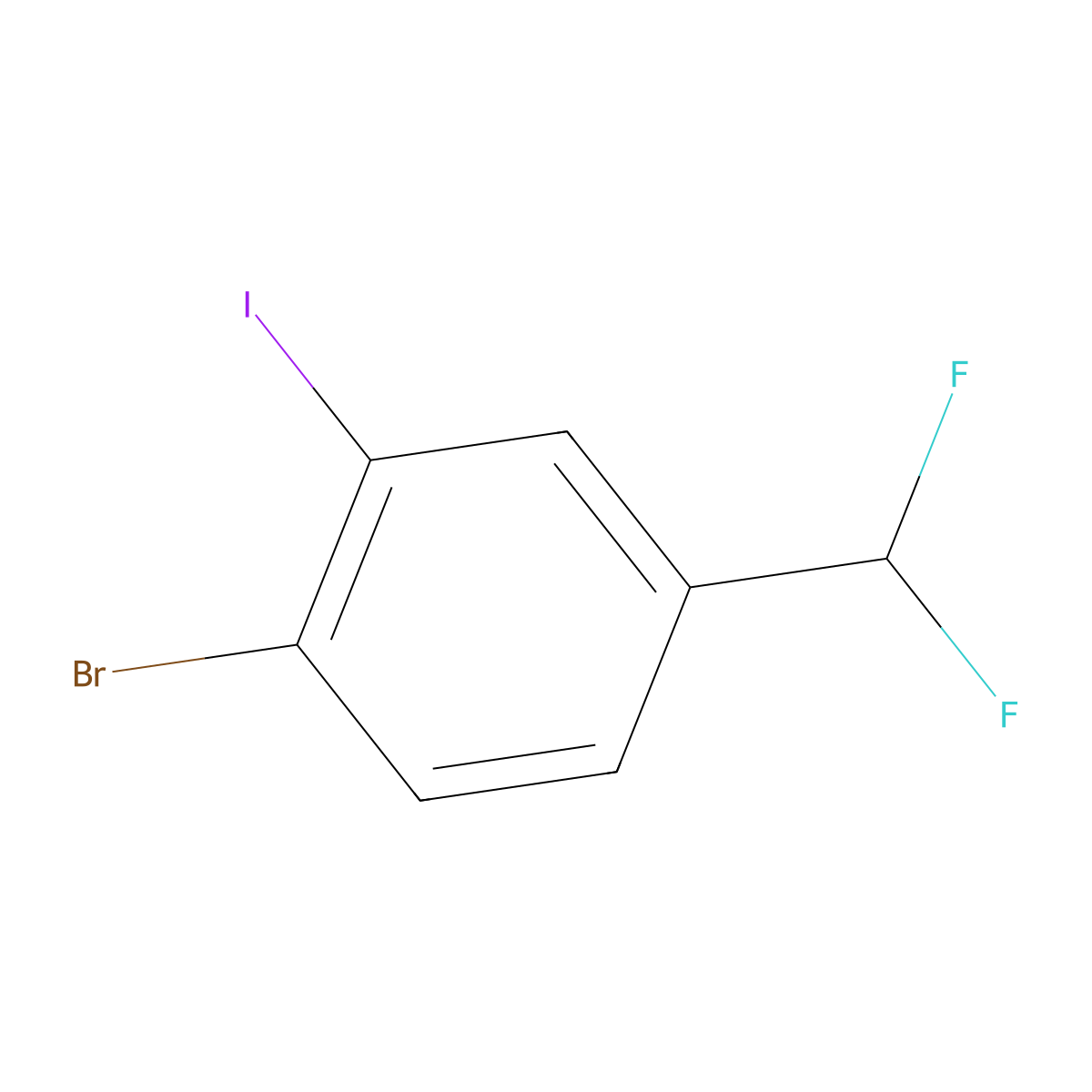1-Bromo-4-(difluoromethyl)-2-iodobenzene molecular structure, CAS 1261671-65-1