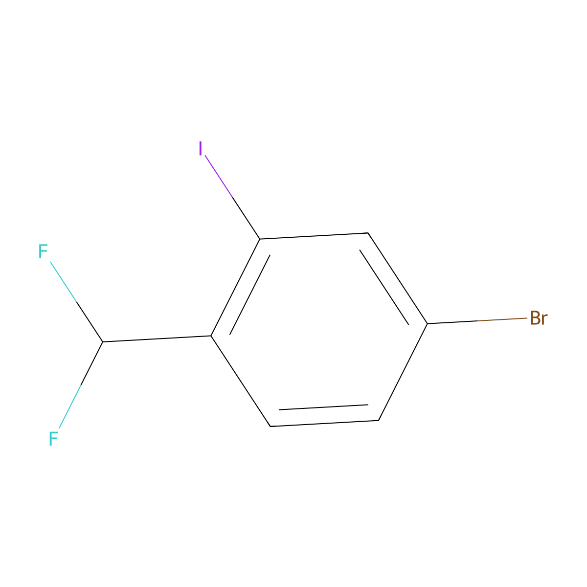 4-Bromo-1-(difluoromethyl)-2-iodobenzene molecular structure, CAS 1261671-69-5