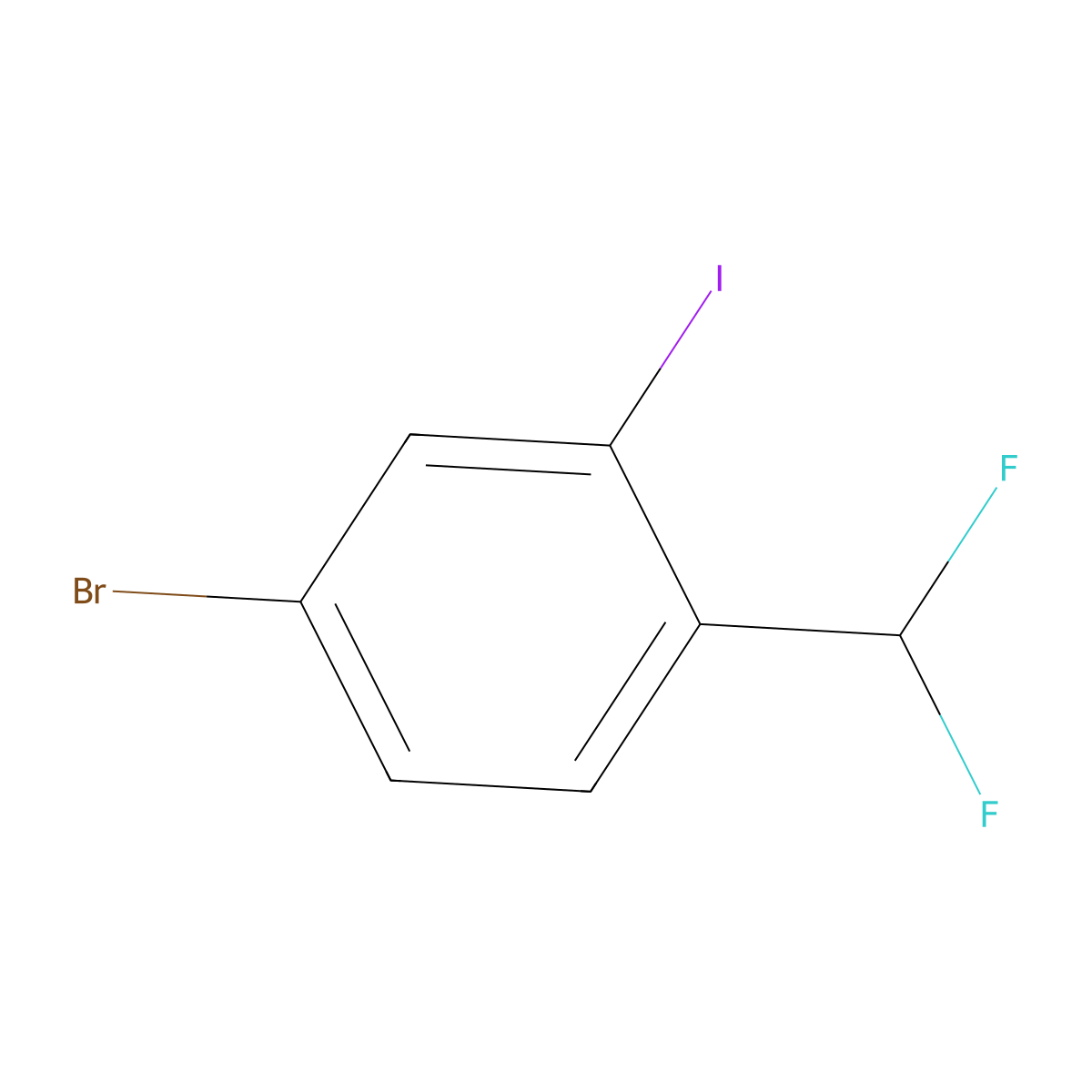 4-Bromo-1-(difluoromethyl)-2-iodobenzene molecular structure, CAS 1261671-69-5