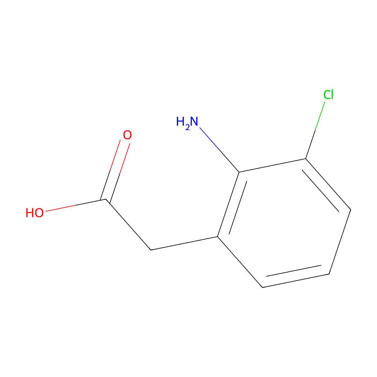2-(2-Amino-3-chlorophenyl)acetic acid molecular structure, CAS 1261671-87-7