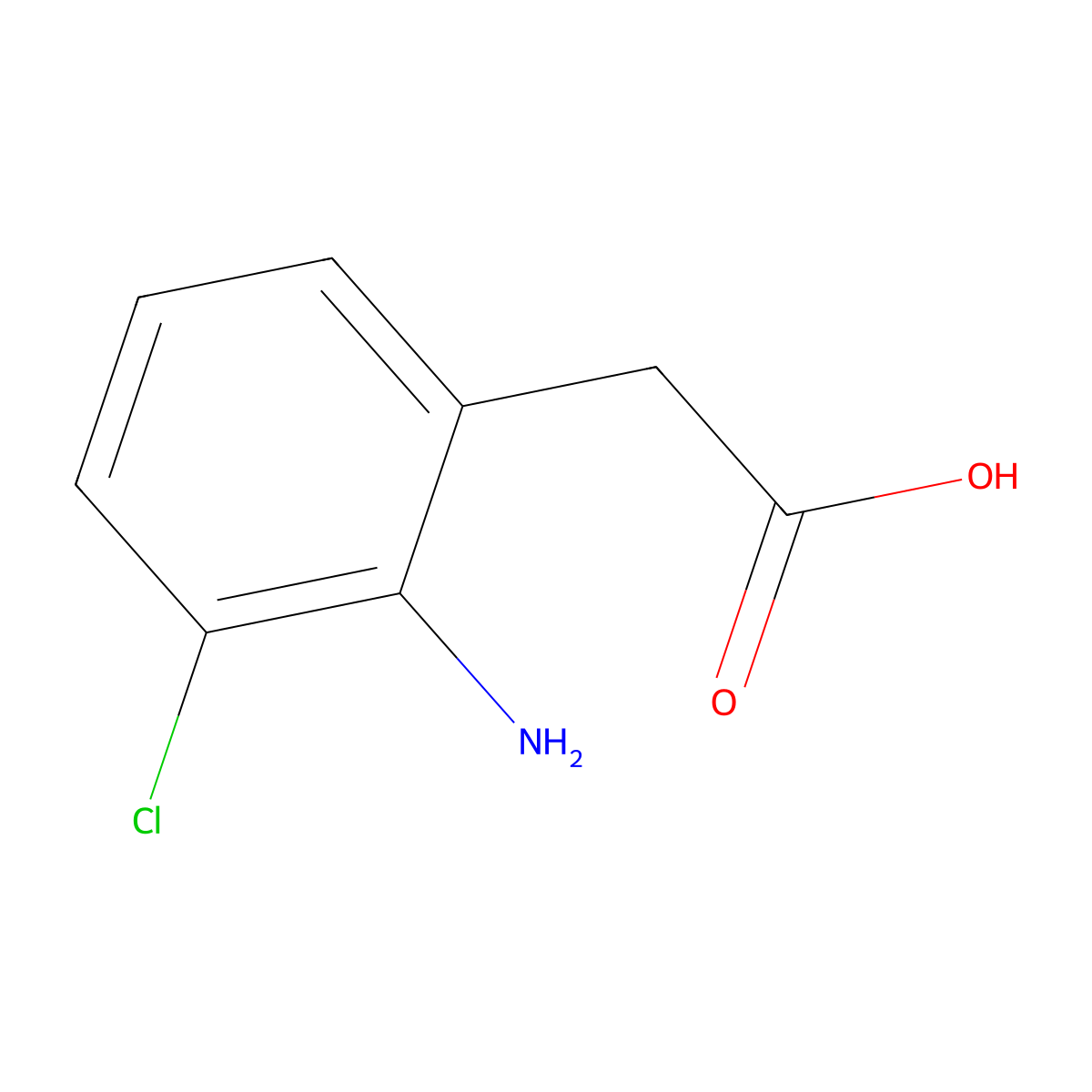 2-(2-Amino-3-chlorophenyl)acetic acid molecular structure, CAS 1261671-87-7