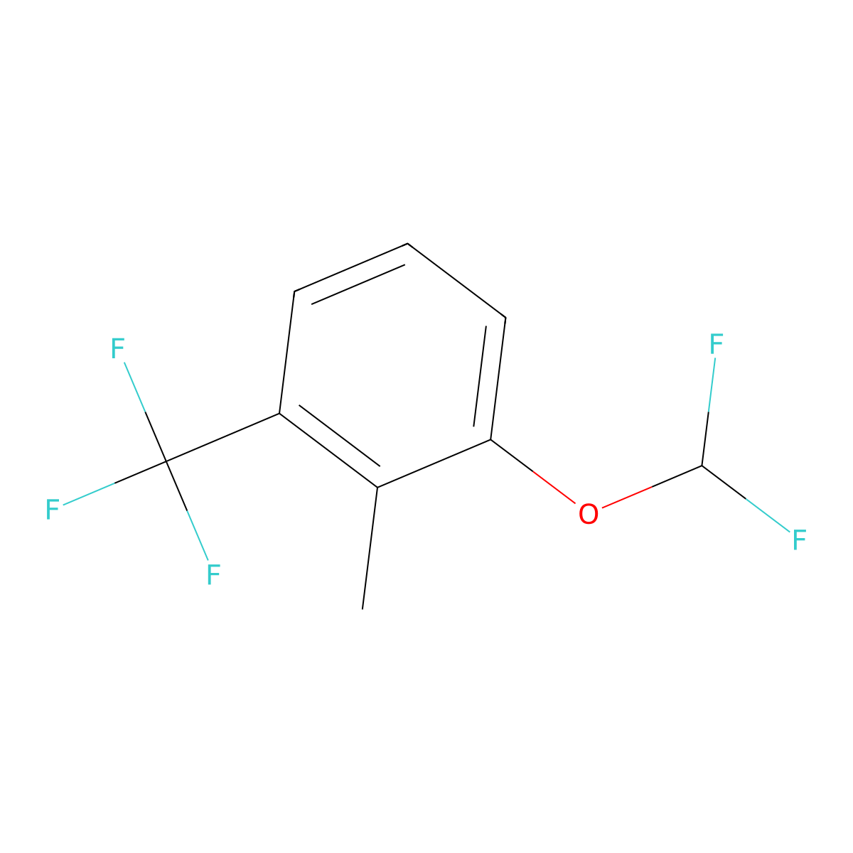 1-(Difluoromethoxy)-2-methyl-3-(trifluoromethyl)benzene molecular structure, CAS 1261672-60-9