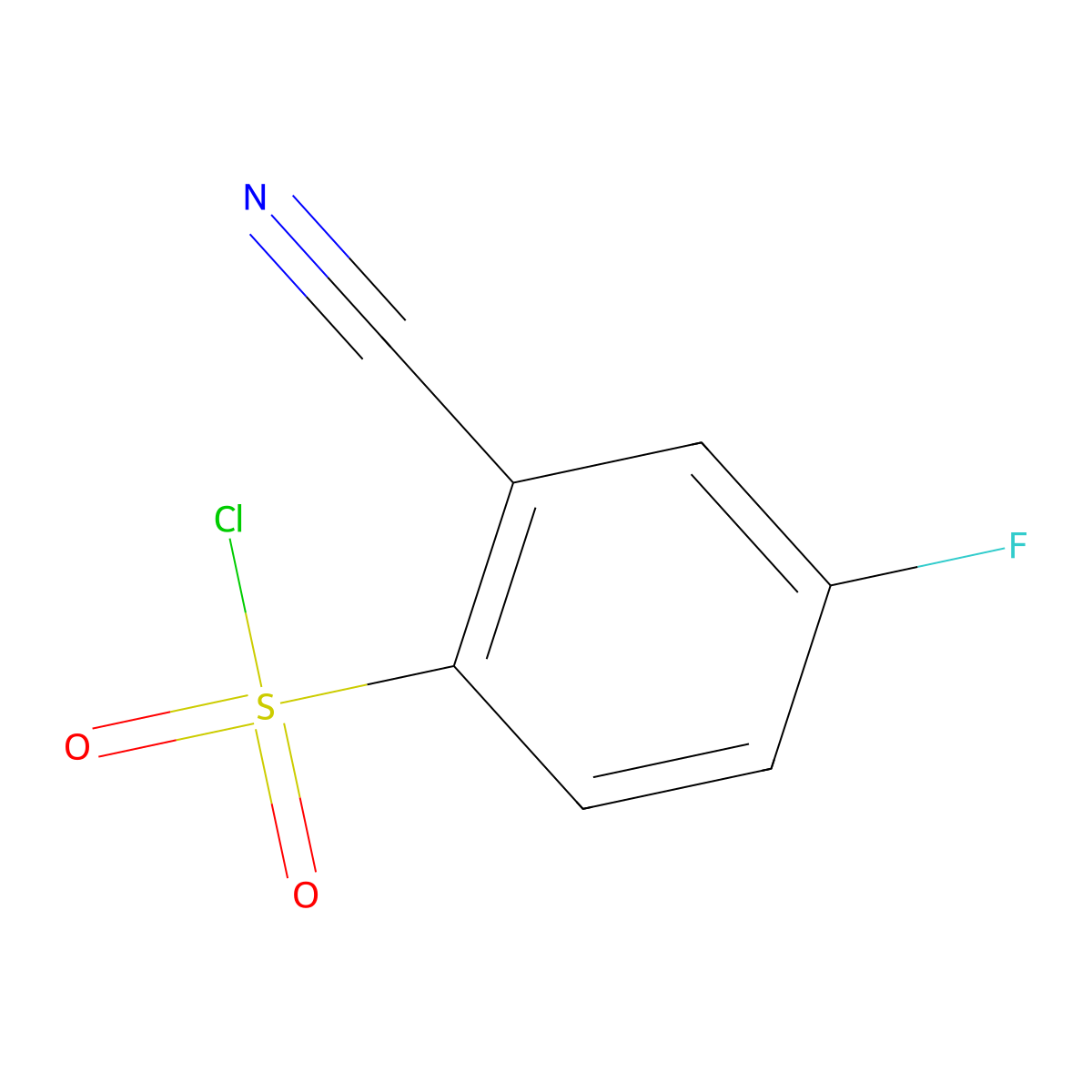 2-Cyano-4-fluorobenzene-1-sulfonyl chloride molecular structure, CAS 1261674-26-3
