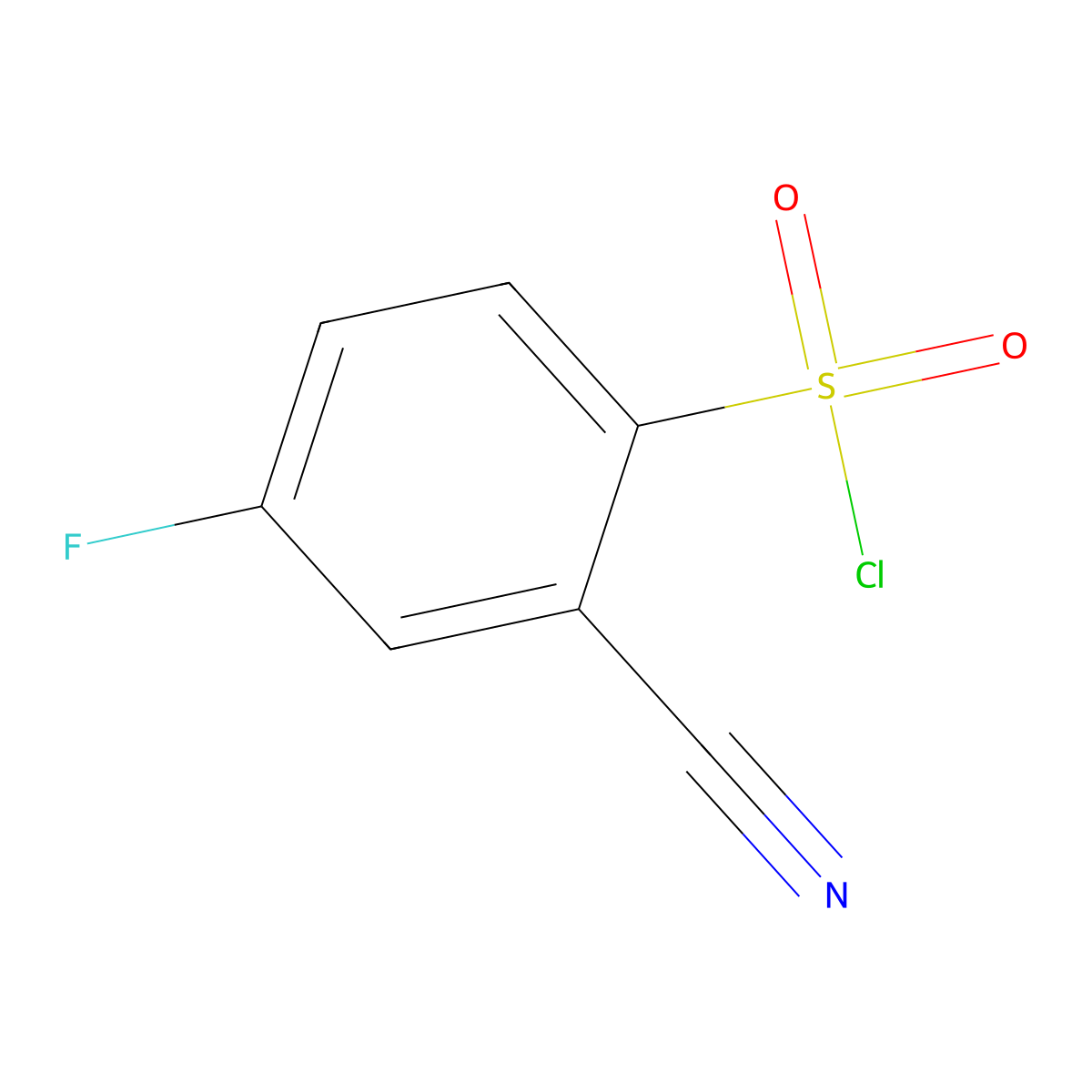 2-Cyano-4-fluorobenzene-1-sulfonyl chloride molecular structure, CAS 1261674-26-3