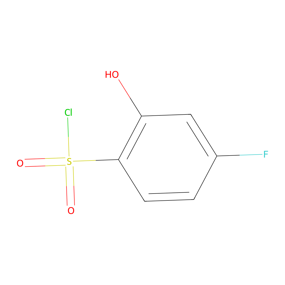 4-Fluoro-2-hydroxybenzene-1-sulfonyl chloride molecular structure, CAS 1261674-76-3