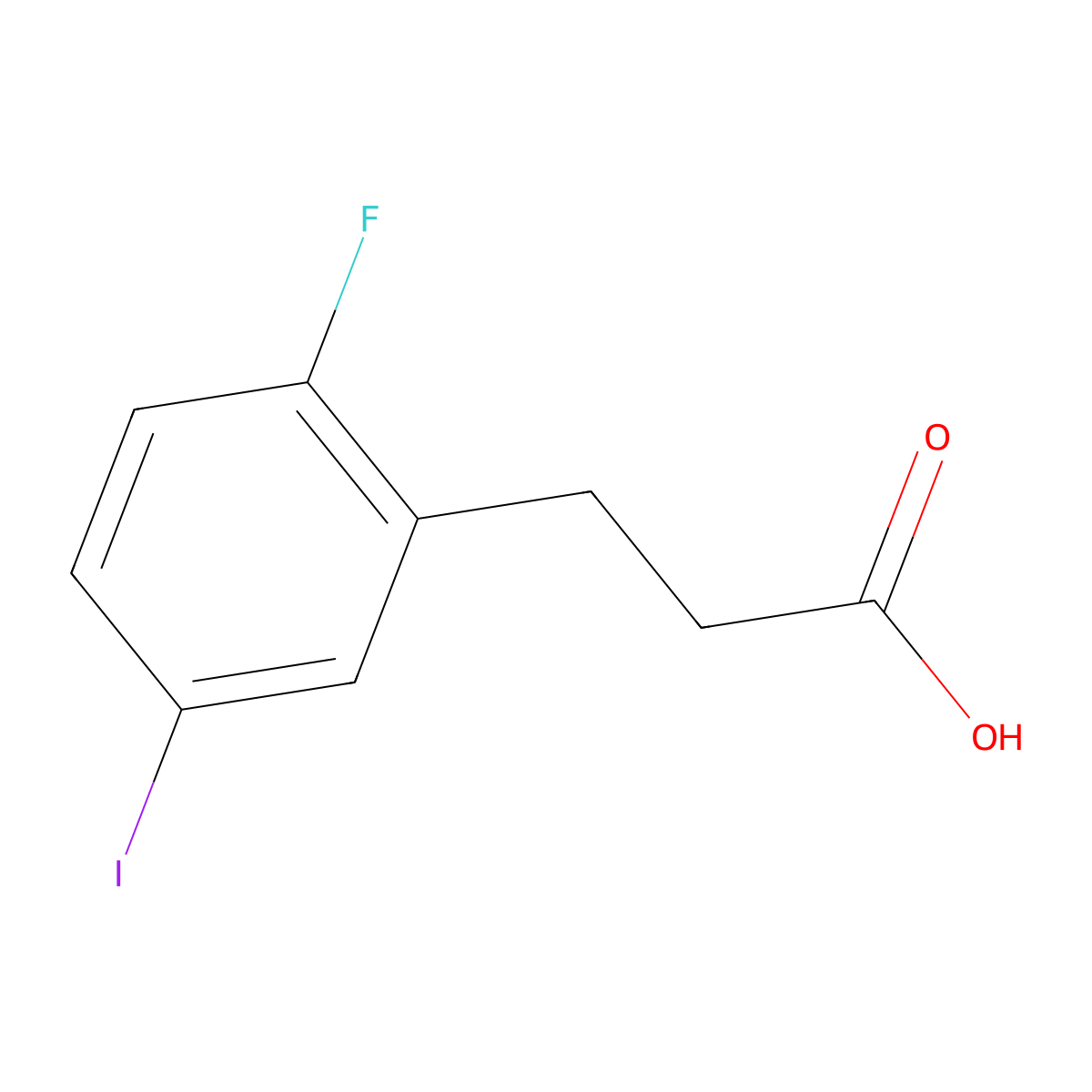 3-(2-Fluoro-5-iodophenyl)propanoic acid molecular structure, CAS 1261675-31-3