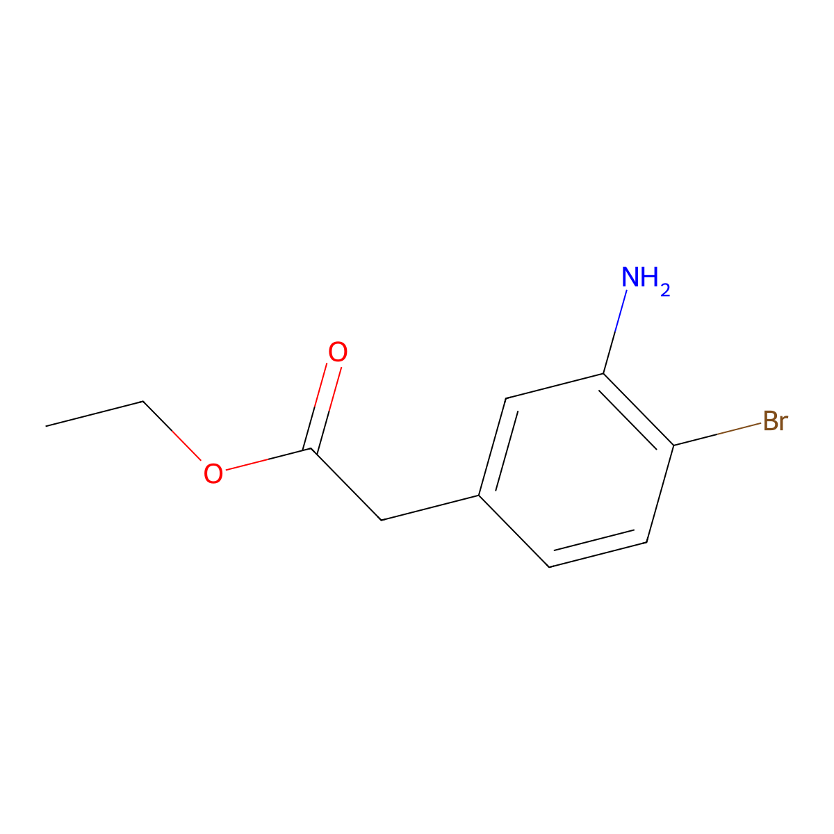 Ethyl 2-(3-amino-4-bromophenyl)acetate molecular structure, CAS 1261677-54-6