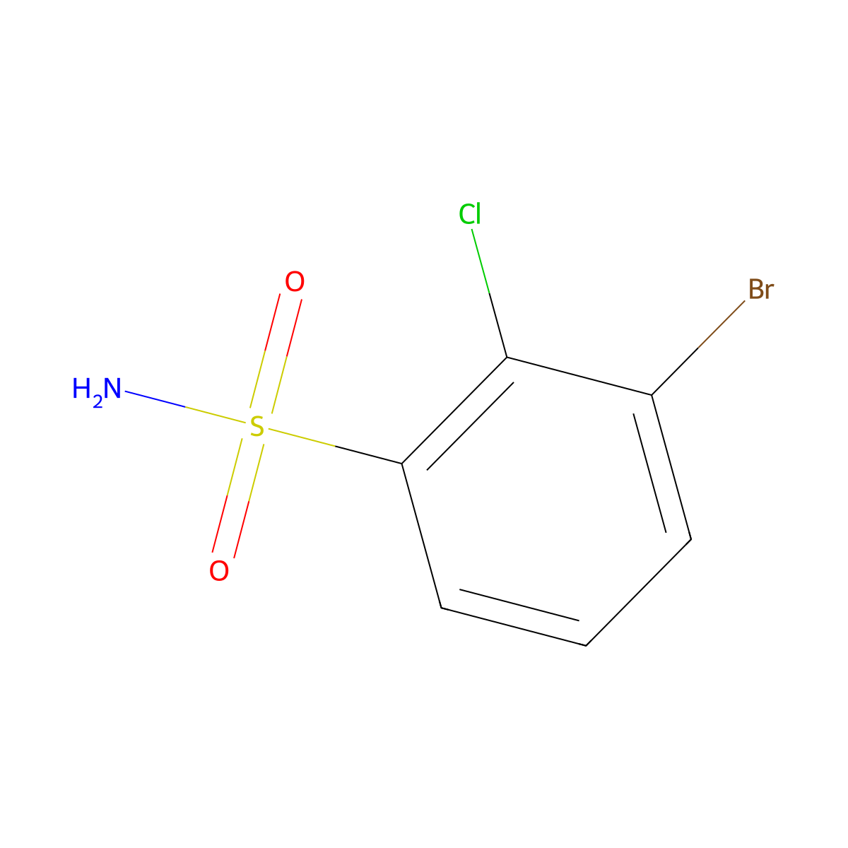 3-Bromo-2-chlorobenzene-1-sulfonamide molecular structure, CAS 1261678-72-1
