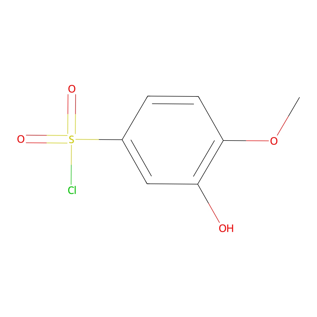3-Hydroxy-4-methoxybenzene-1-sulfonyl chloride molecular structure, CAS 1261679-16-6