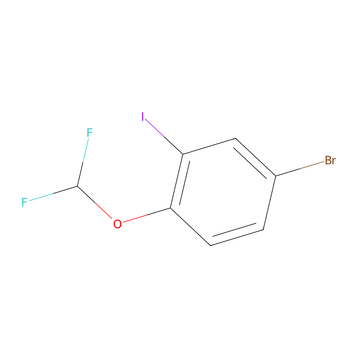 4-Bromo-1-(difluoromethoxy)-2-iodobenzene molecular structure, CAS 1261679-49-5