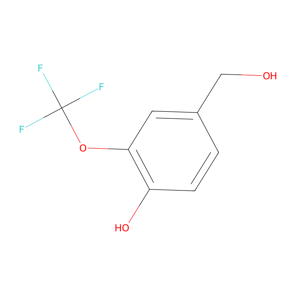 4-(Hydroxymethyl)-2-(trifluoromethoxy)phenol molecular structure, CAS 1261679-57-5
