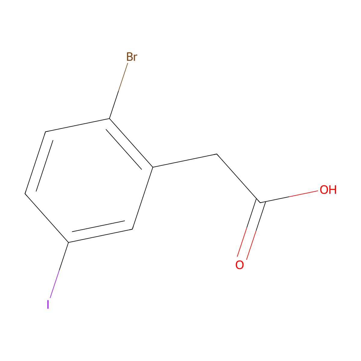 2-(2-Bromo-5-iodophenyl)acetic acid molecular structure, CAS 1261680-97-0