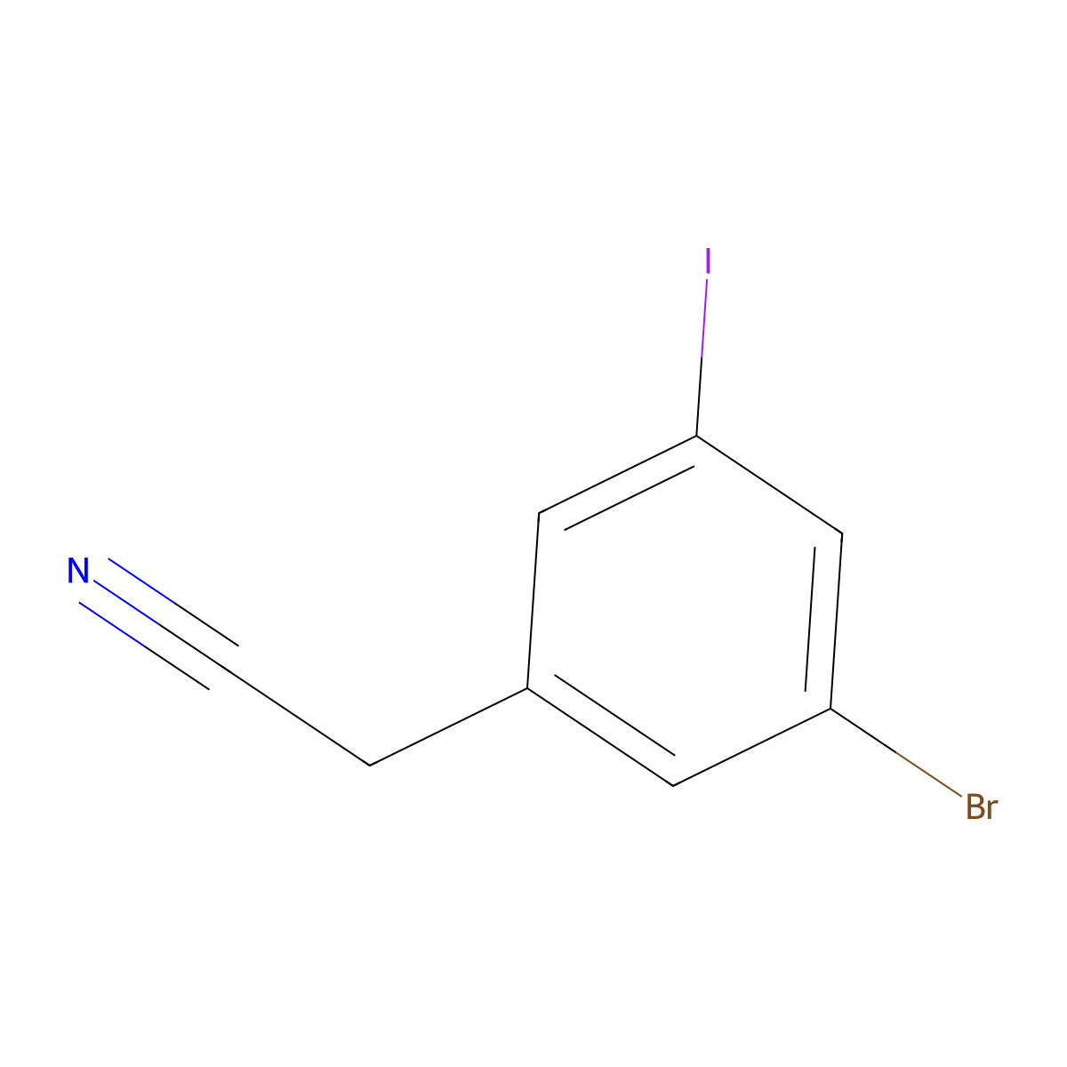 2-(3-Bromo-5-iodophenyl)acetonitrile molecular structure, CAS 1261681-05-3