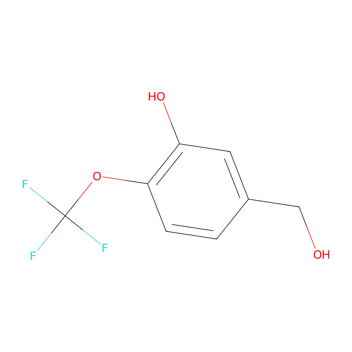 5-(Hydroxymethyl)-2-(trifluoromethoxy)phenol molecular structure, CAS 1261681-53-1