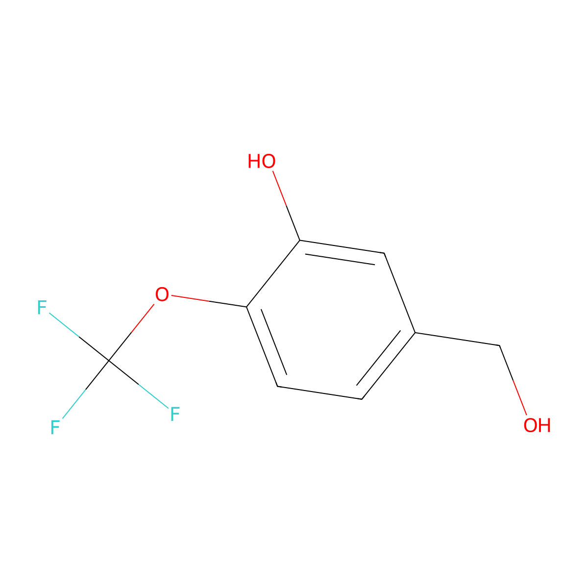5-(Hydroxymethyl)-2-(trifluoromethoxy)phenol molecular structure, CAS 1261681-53-1
