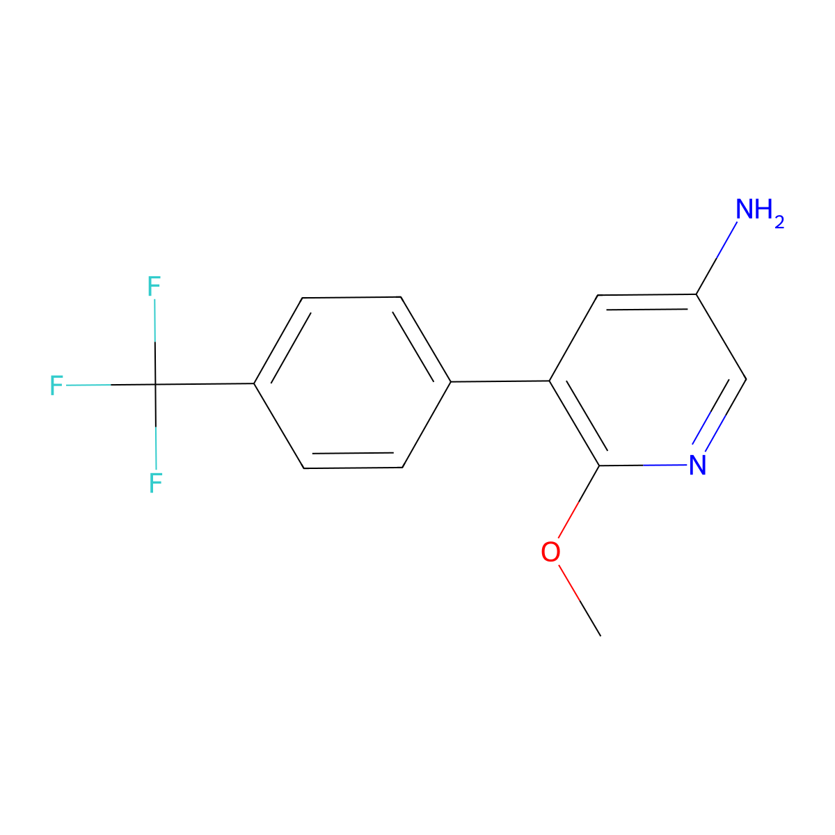 6-Methoxy-5-(4-(trifluoromethyl)phenyl)pyridin-3-amine molecular structure, CAS 1261682-25-0