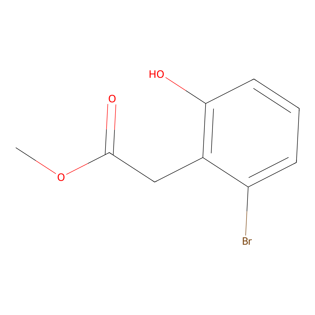 Benzeneacetic acid, 2-bromo-6-hydroxy-, methyl ester molecular structure, CAS 1261682-36-3