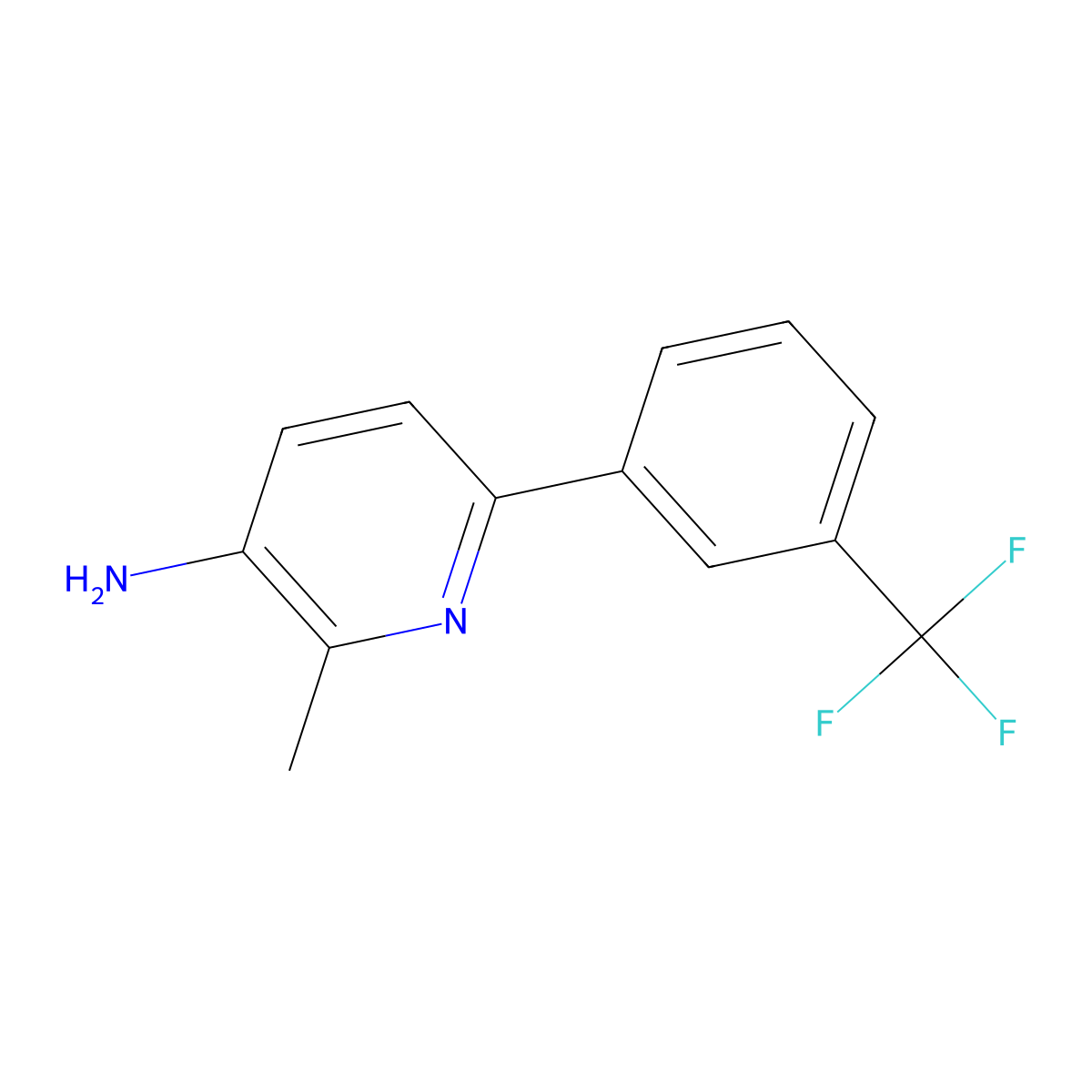 2-Methyl-6-(3-(trifluoromethyl)phenyl)pyridin-3-amine molecular structure, CAS 1261682-55-6
