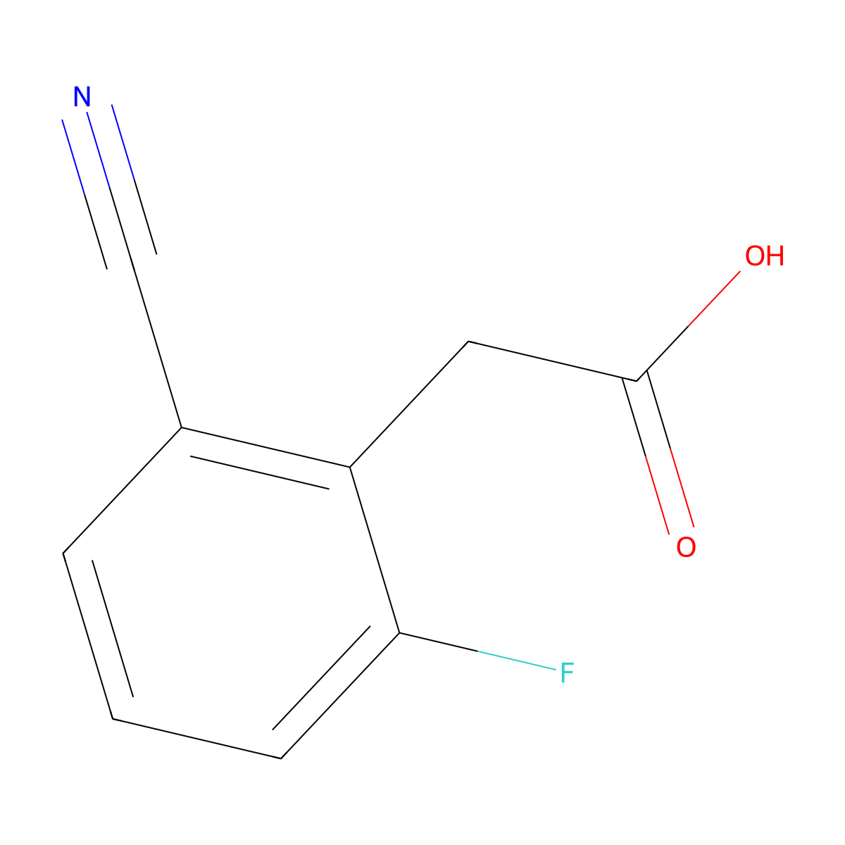2-(2-Cyano-6-fluorophenyl)acetic acid molecular structure, CAS 1261682-66-9