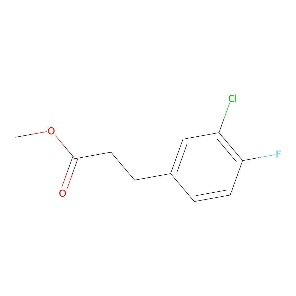 Methyl 3-(3-chloro-4-fluorophenyl)propanoate molecular structure, CAS 1261683-55-9