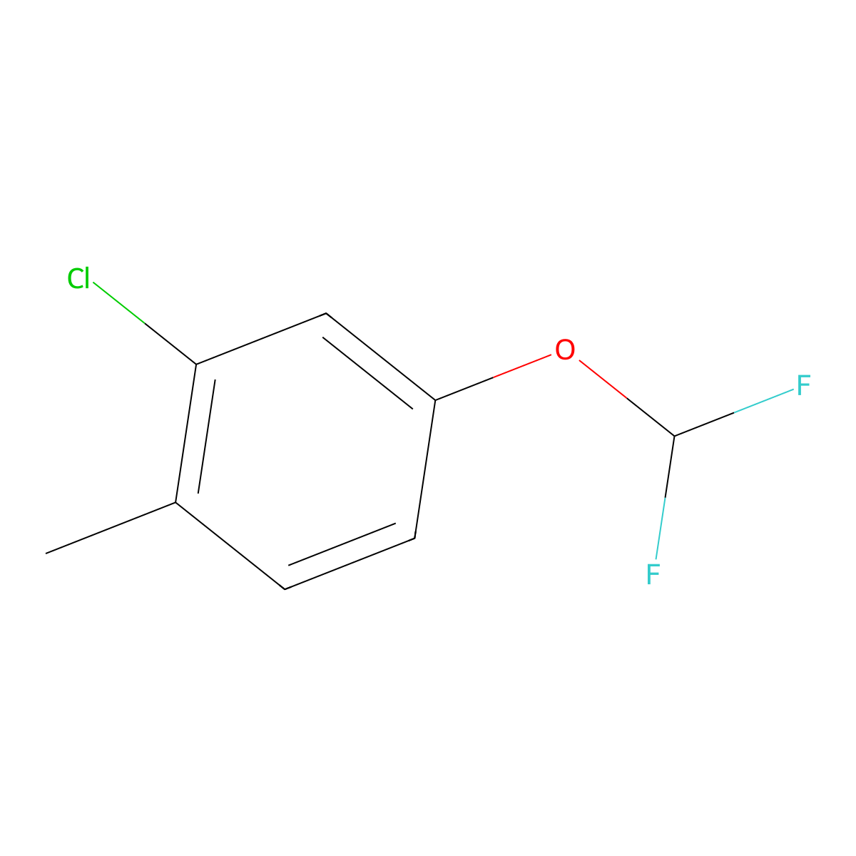 2-Chloro-4-(difluoromethoxy)-1-methylbenzene molecular structure, CAS 1261685-46-4