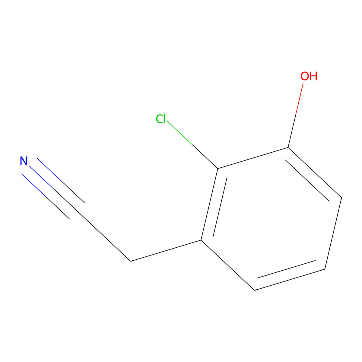 2-(2-Chloro-3-hydroxyphenyl)acetonitrile molecular structure, CAS 1261686-11-6