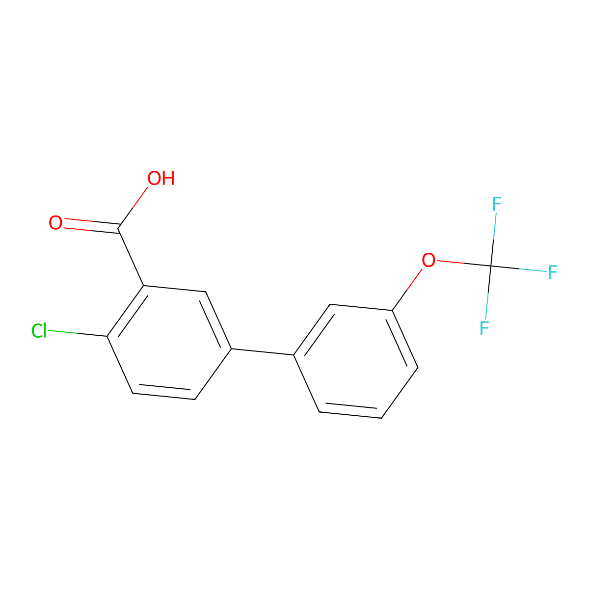 2-Chloro-5-(3-trifluoromethoxyphenyl)benzoic acid molecular structure, CAS 1261686-26-3