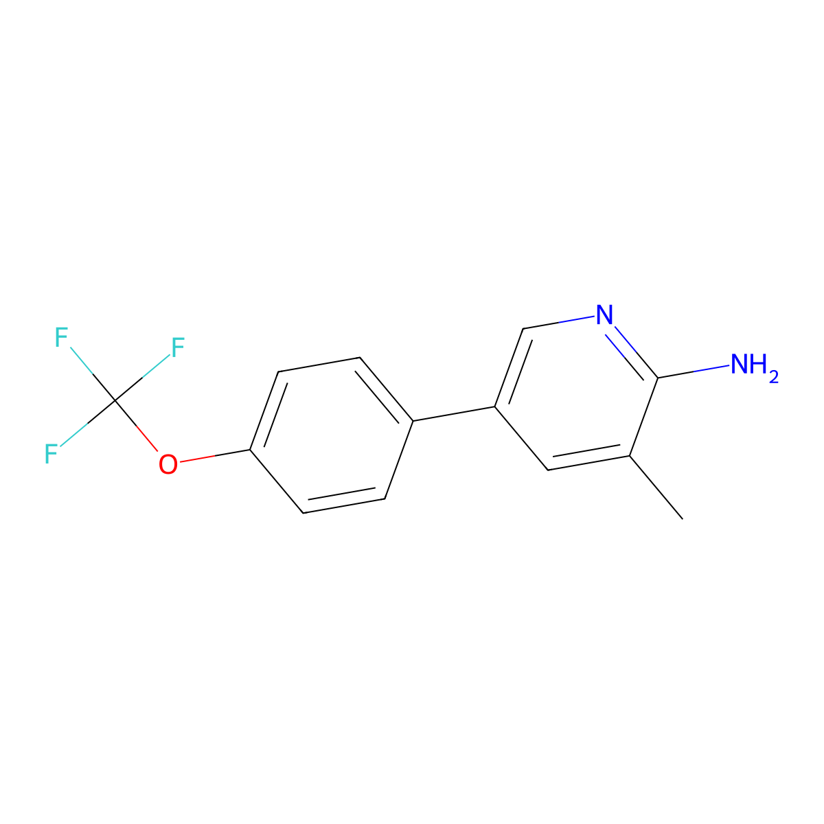 3-Methyl-5-(4-(trifluoromethoxy)phenyl)pyridin-2-amine molecular structure, CAS 1261712-12-2