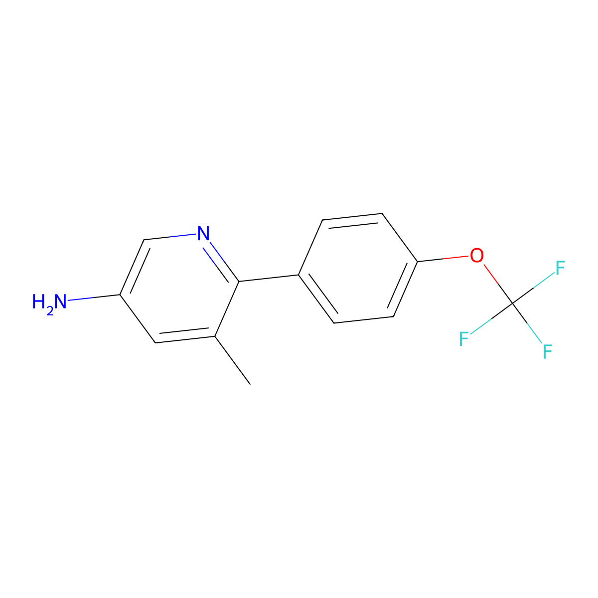 5-Methyl-6-(4-(trifluoromethoxy)phenyl)pyridin-3-amine molecular structure, CAS 1261713-70-5