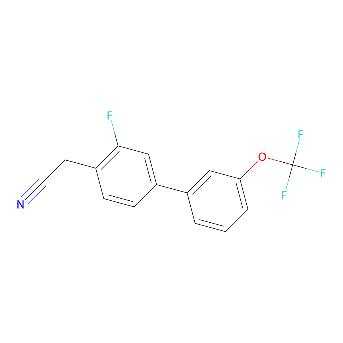 2-(3-Fluoro-3'-(trifluoromethoxy)-[1,1'-biphenyl]-4-yl)acetonitrile molecular structure, CAS 1261724-38-2