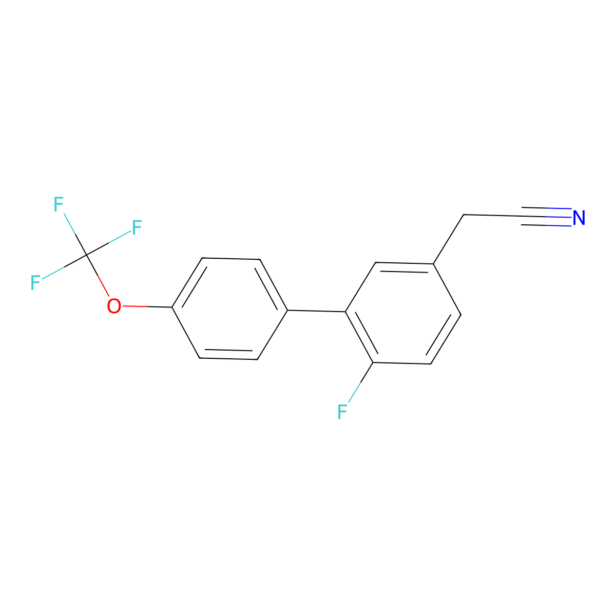 2-(6-Fluoro-4'-(trifluoromethoxy)-[1,1'-biphenyl]-3-yl)acetonitrile molecular structure, CAS 1261724-46-2