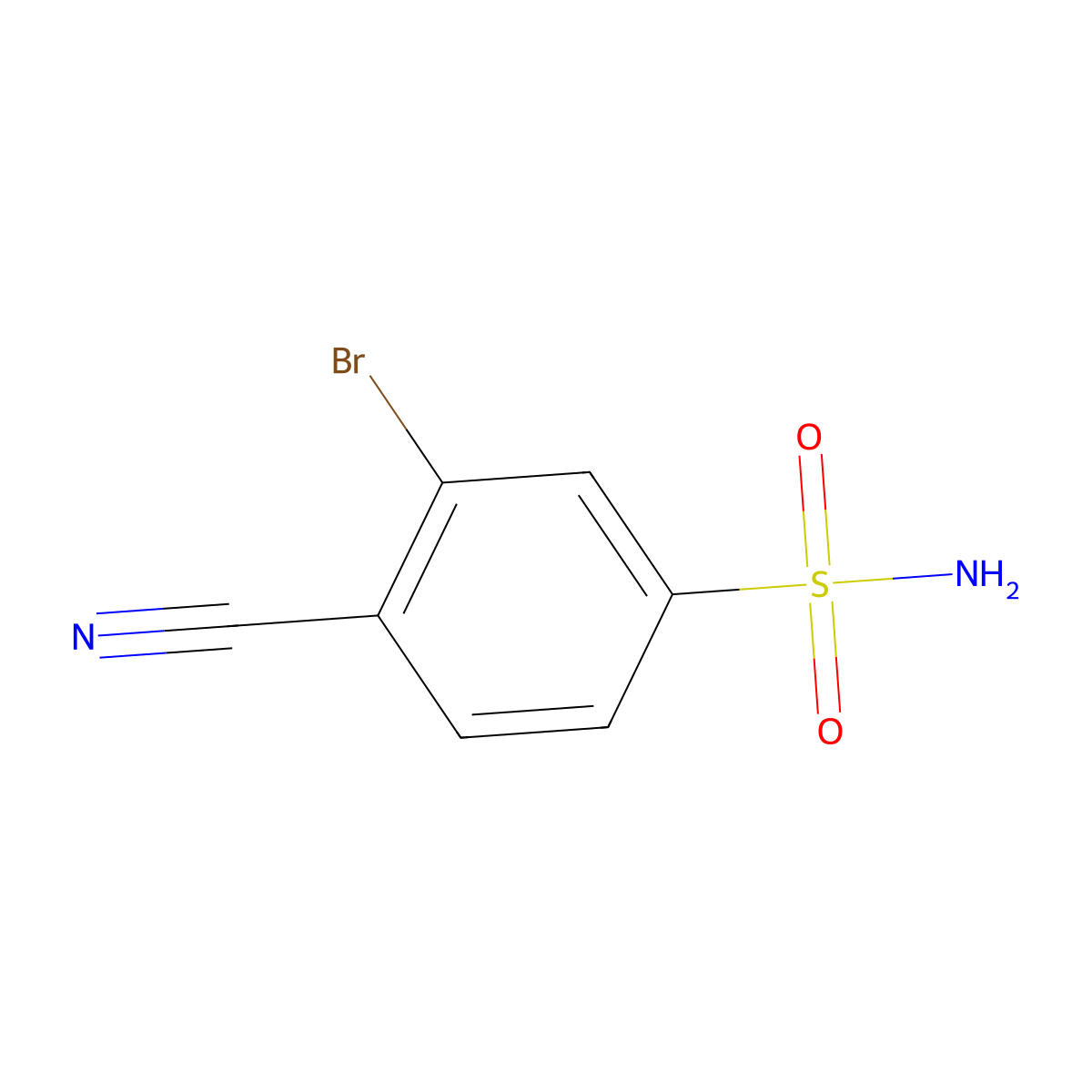 3-Bromo-4-cyanobenzene-1-sulfonamide molecular structure, CAS 1261726-19-5
