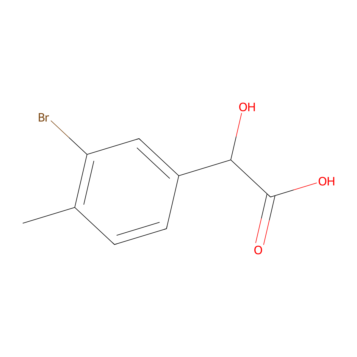 2-(3-Bromo-4-methylphenyl)-2-hydroxyacetic acid molecular structure, CAS 1261726-45-7