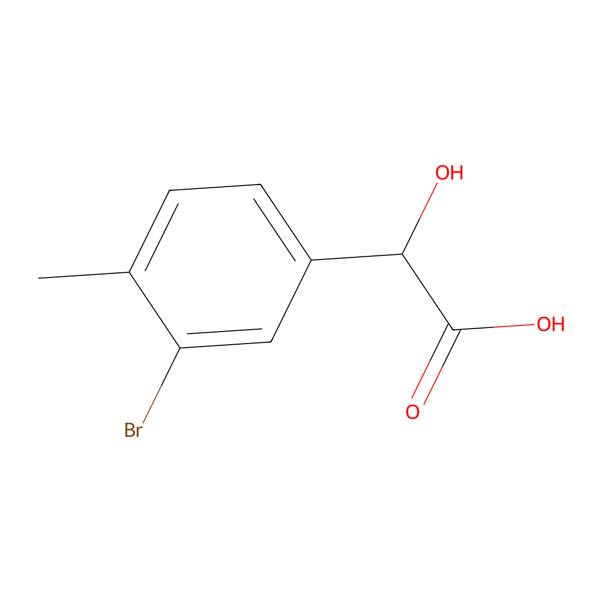 2-(3-Bromo-4-methylphenyl)-2-hydroxyacetic acid molecular structure, CAS 1261726-45-7