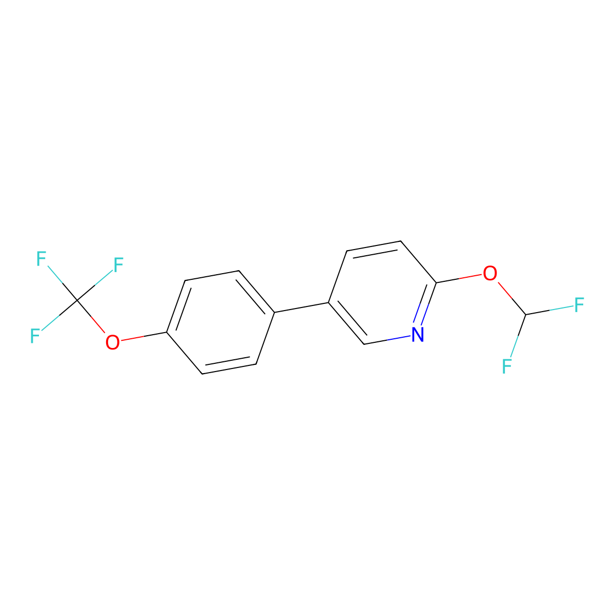 2-(Difluoromethoxy)-5-(4-(trifluoromethoxy)phenyl)pyridine molecular structure, CAS 1261728-42-0