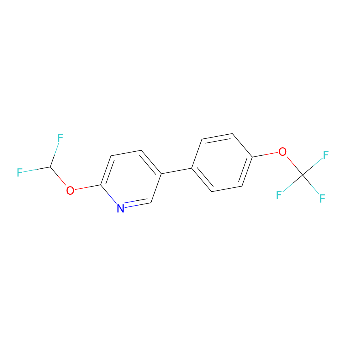 2-(Difluoromethoxy)-5-(4-(trifluoromethoxy)phenyl)pyridine molecular structure, CAS 1261728-42-0