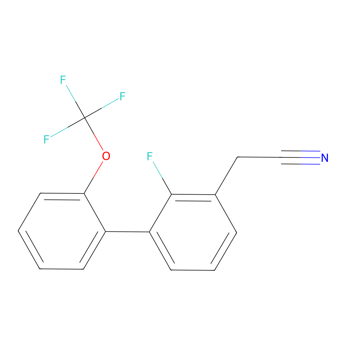 2-(2-Fluoro-2'-(trifluoromethoxy)-[1,1'-biphenyl]-3-yl)acetonitrile molecular structure, CAS 1261732-04-0