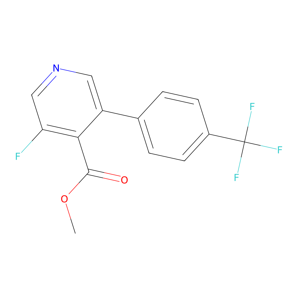 Methyl 3-fluoro-5-(4-(trifluoromethyl)phenyl)isonicotinate molecular structure, CAS 1261732-29-9