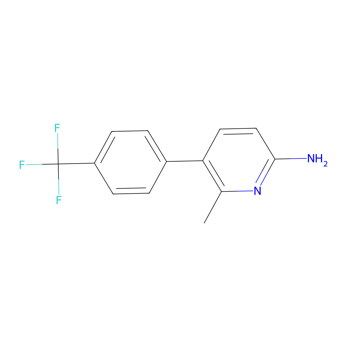 6-Methyl-5-(4-(trifluoromethyl)phenyl)pyridin-2-amine molecular structure, CAS 1261733-29-2