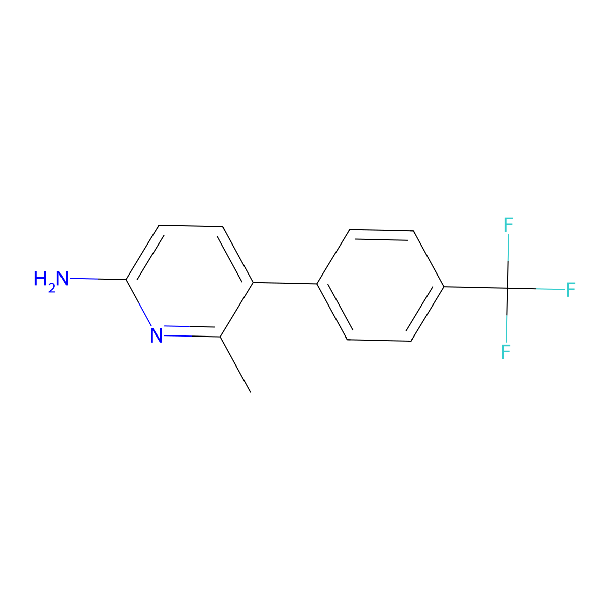 6-Methyl-5-(4-(trifluoromethyl)phenyl)pyridin-2-amine molecular structure, CAS 1261733-29-2