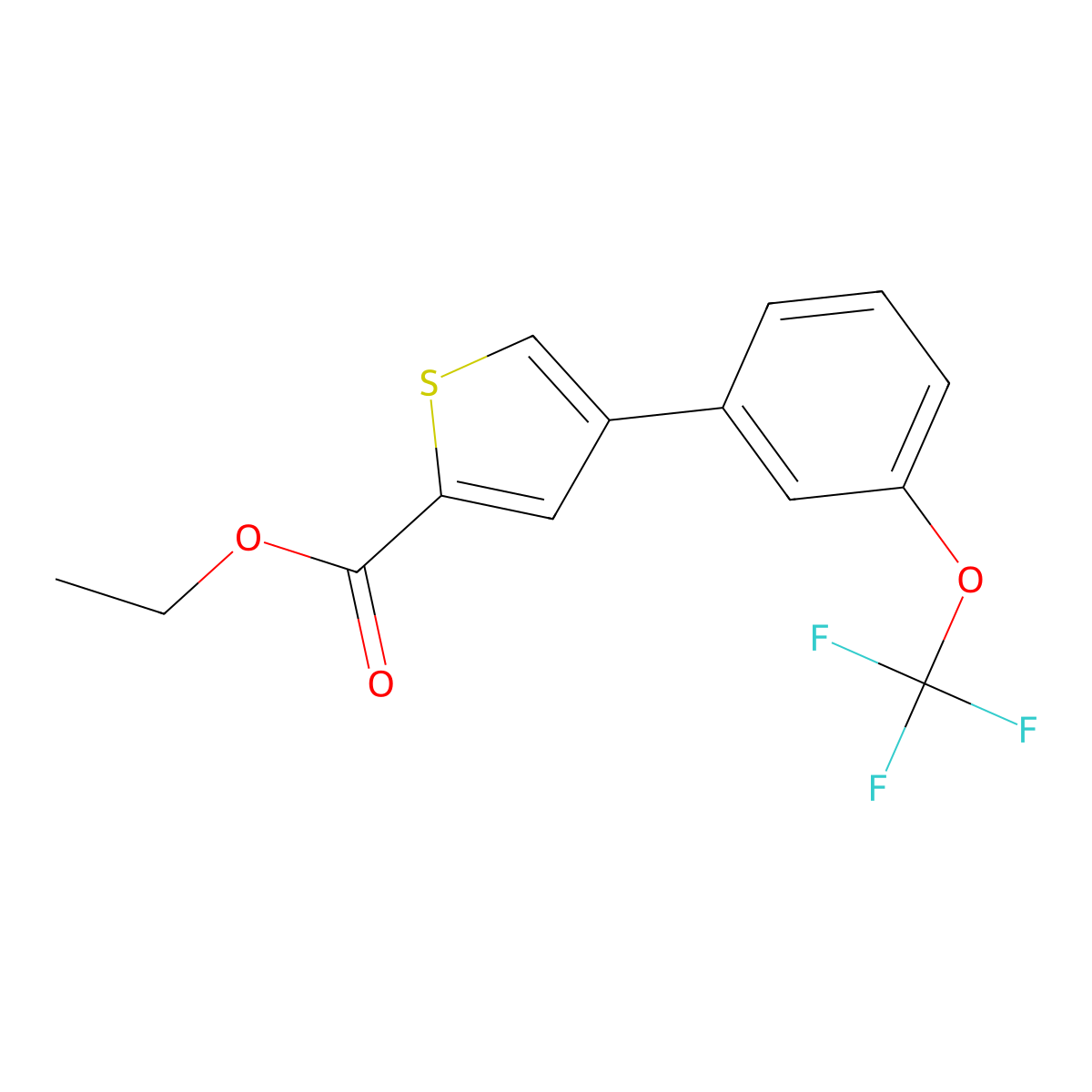 Ethyl 4-[3-(trifluoromethoxy)phenyl]thiophene-2-carboxylate molecular structure, CAS 1261738-02-6