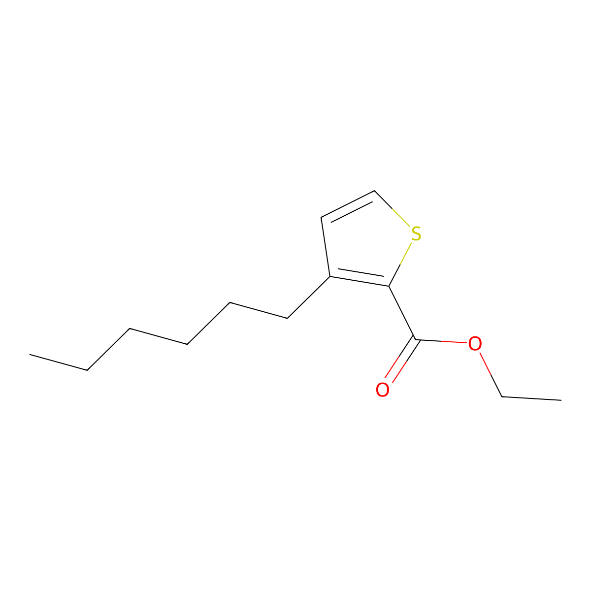Ethyl 3-hexylthiophene-2-carboxylate molecular structure, CAS 1261738-23-1
