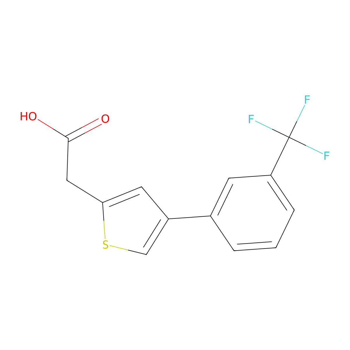 {4-[3-(Trifluoromethyl)phenyl]thiophen-2-yl}acetic acid molecular structure, CAS 1261738-63-9
