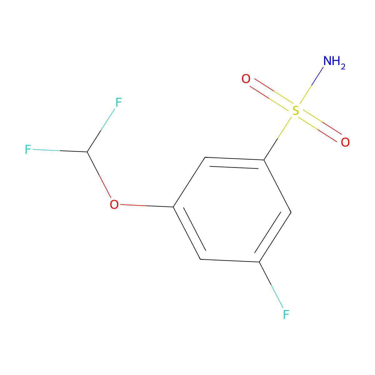 3-(Difluoromethoxy)-5-fluorobenzene-1-sulfonamide molecular structure, CAS 1261738-66-2